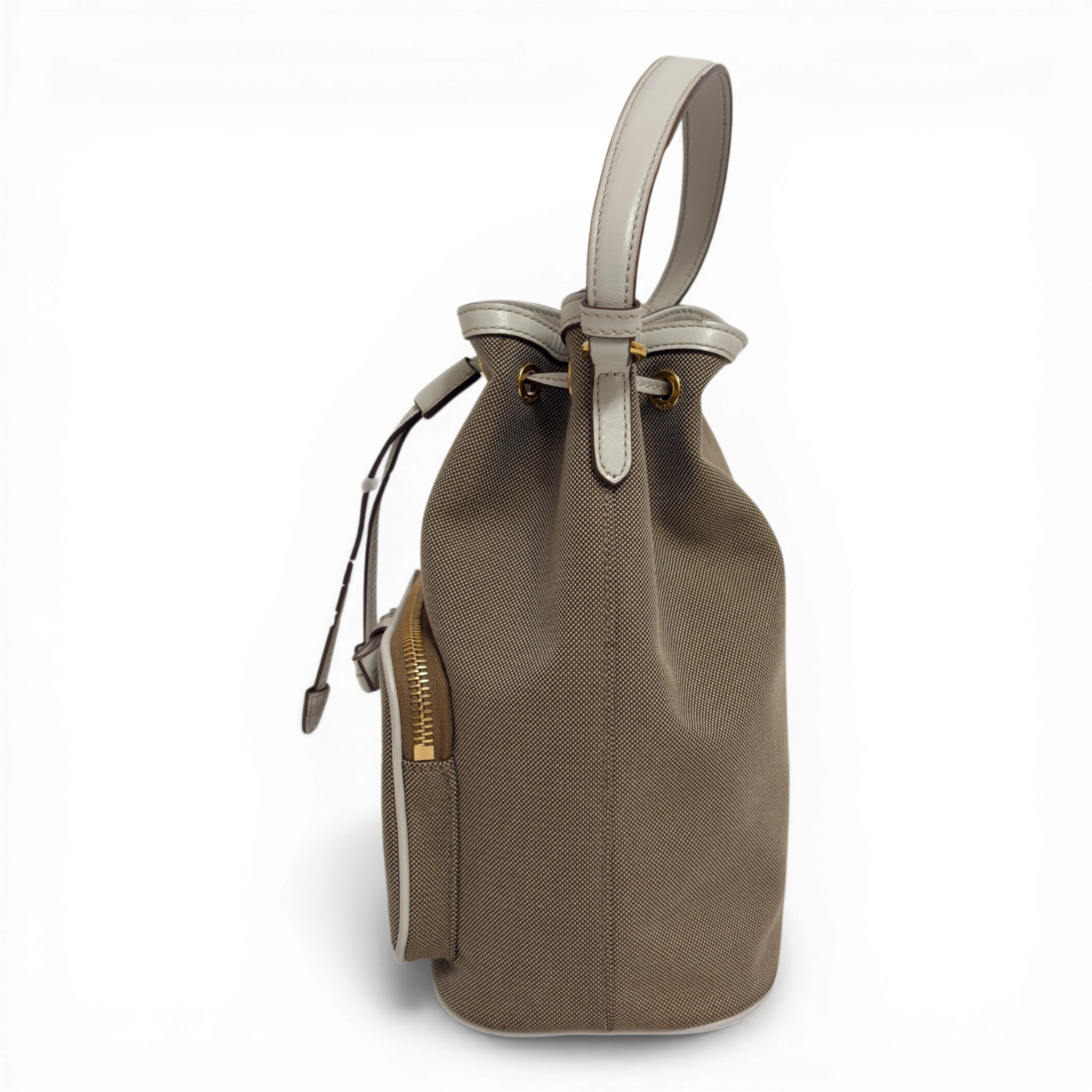 Canvas Bucket Bag Beige