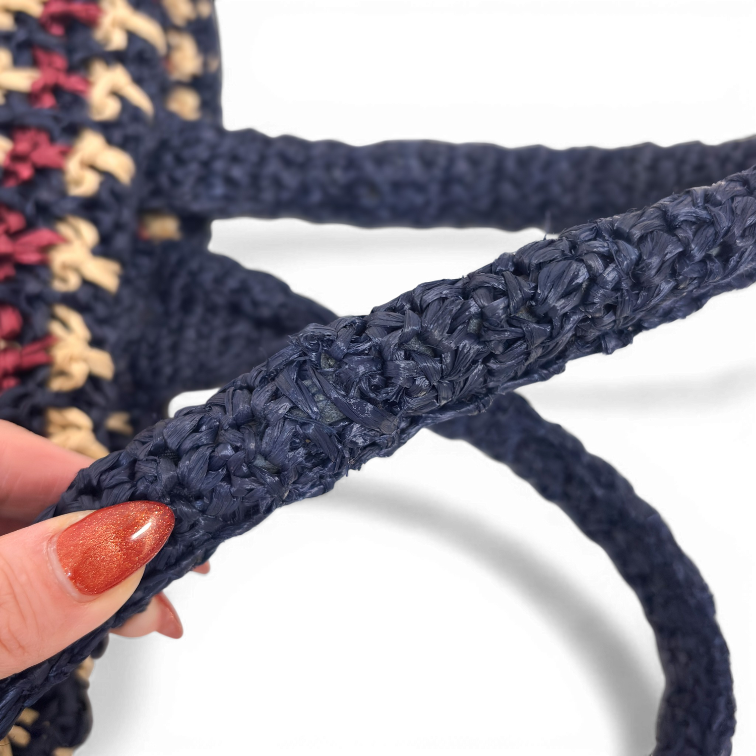 Crochet Raffia Tote Bag Multicolor