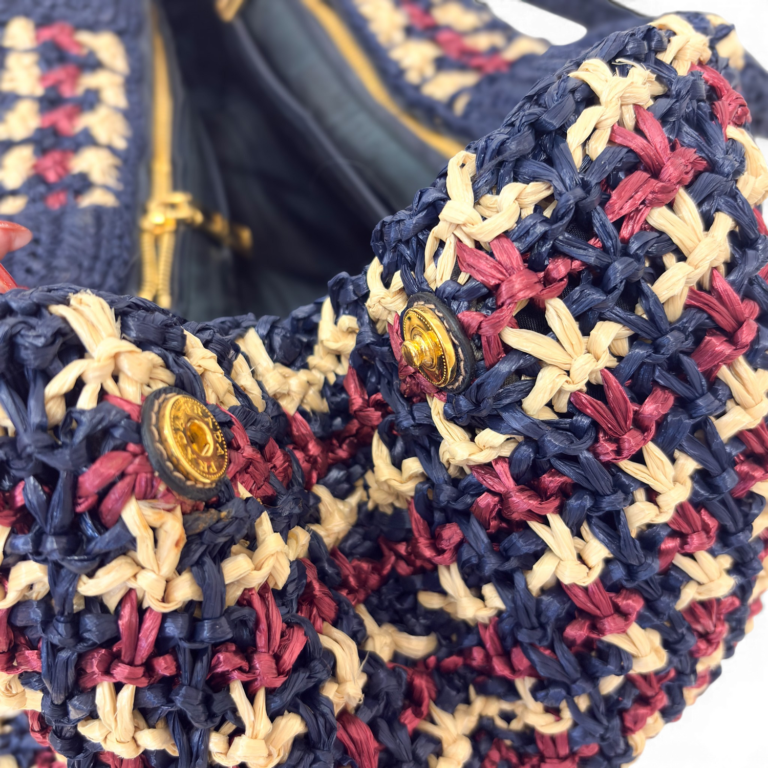 Crochet Raffia Tote Bag Multicolor