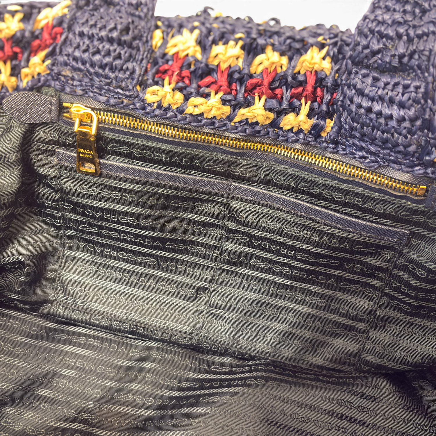 Crochet Raffia Tote Bag Multicolor
