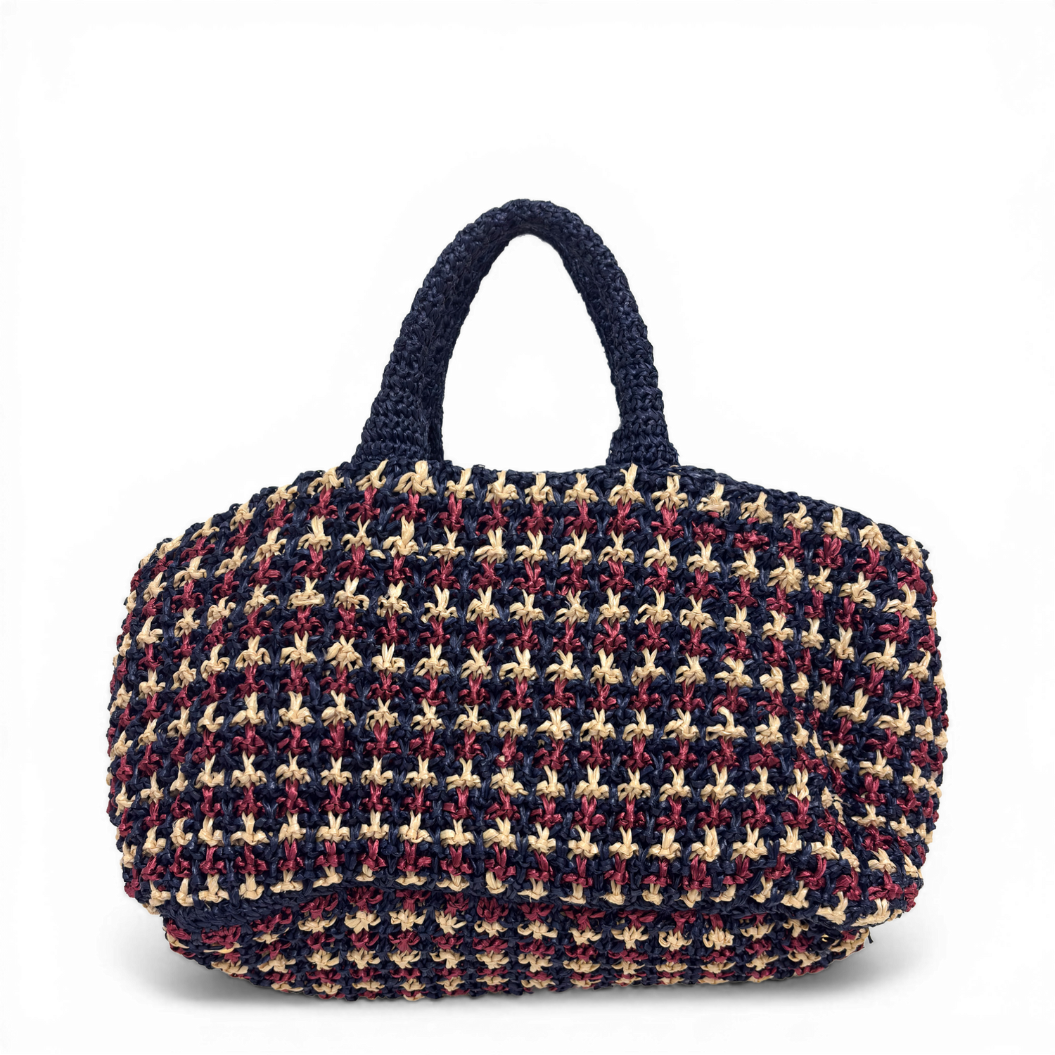 Crochet Raffia Tote Bag Multicolor