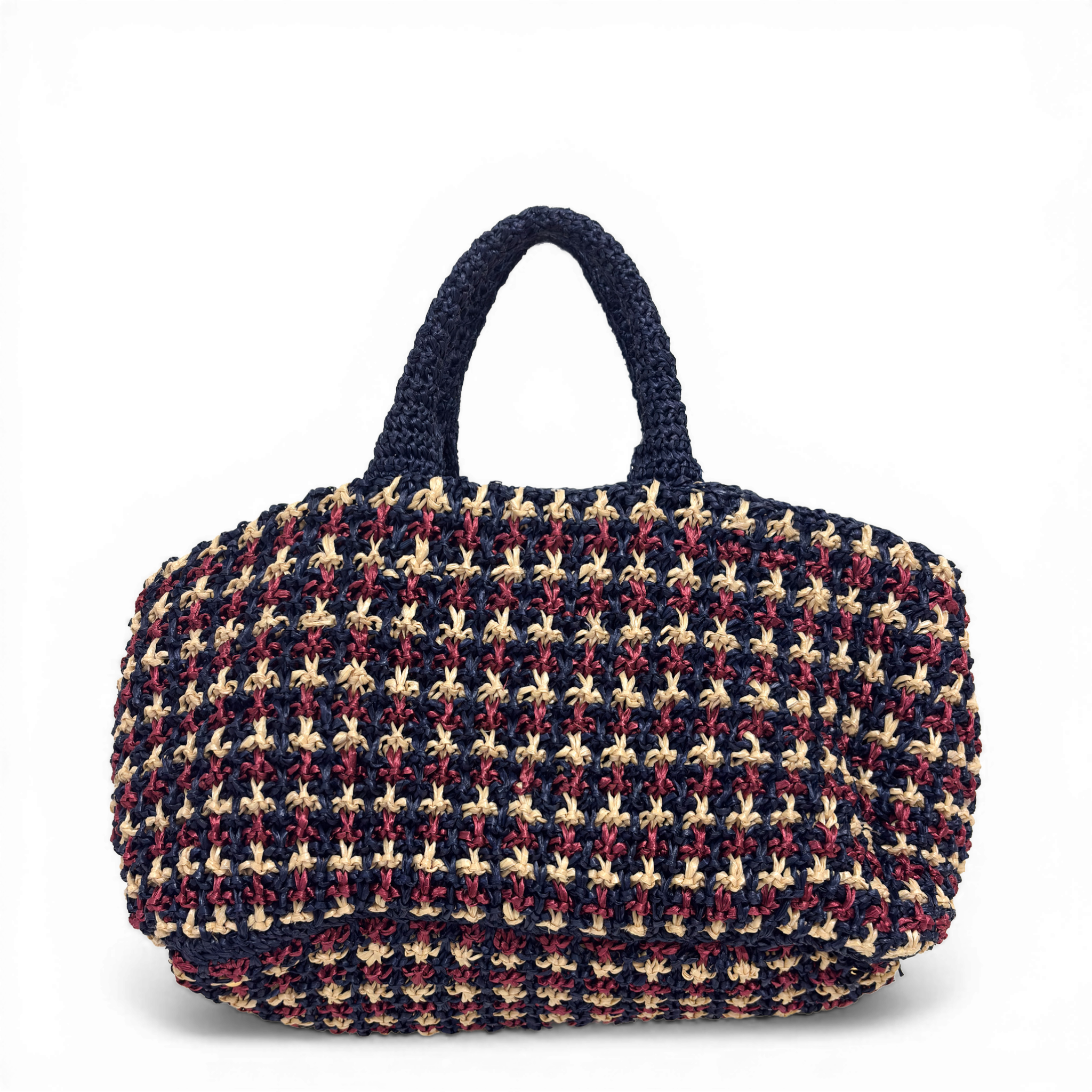 Crochet Raffia Tote Bag Multicolor