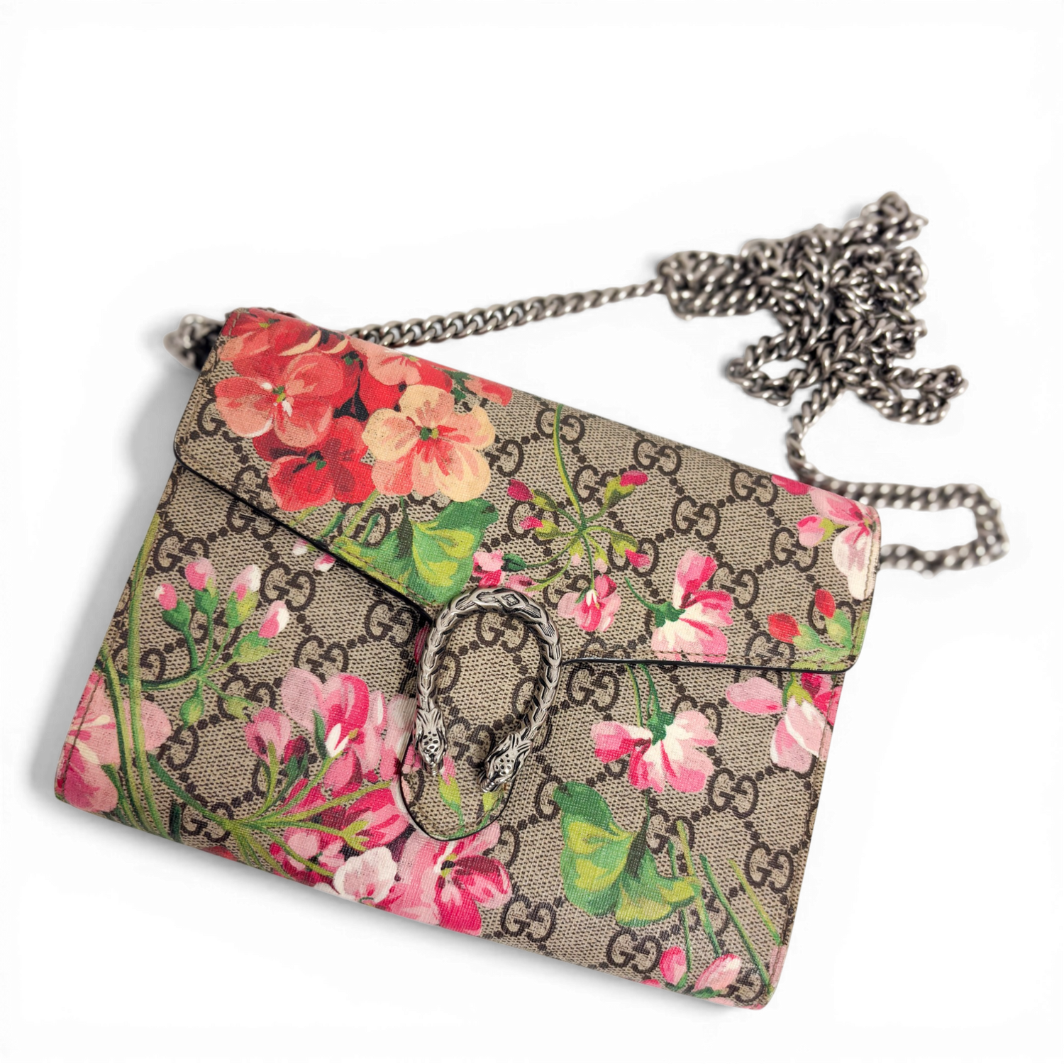 GG Supreme Dionysus Chain Shoulder Bag Pink Blooms