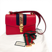 Sylvie Leather Chain Shoulder Bag Red