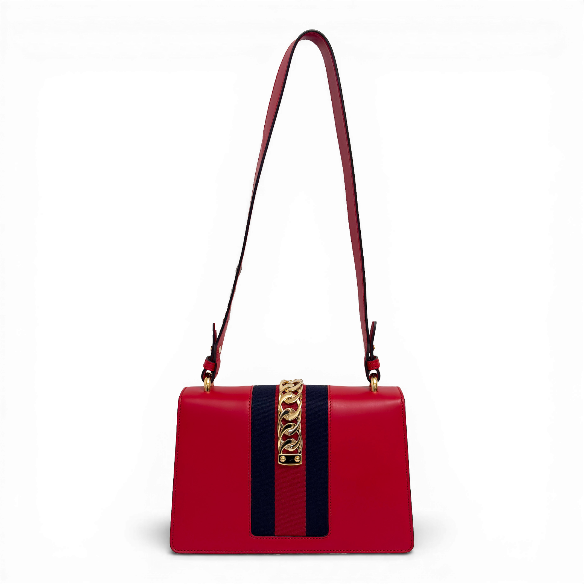Sylvie Leather Chain Shoulder Bag Red