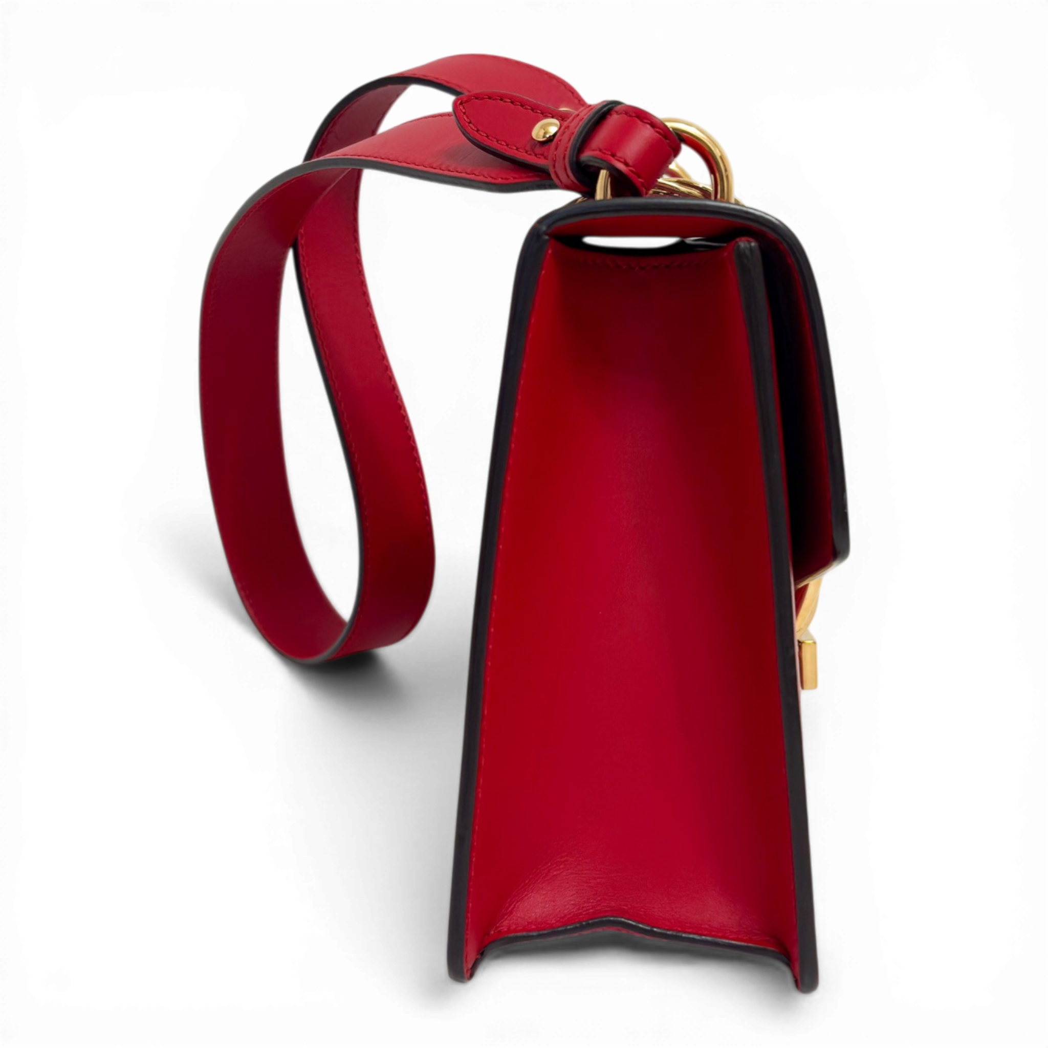 Sylvie Leather Chain Shoulder Bag Red