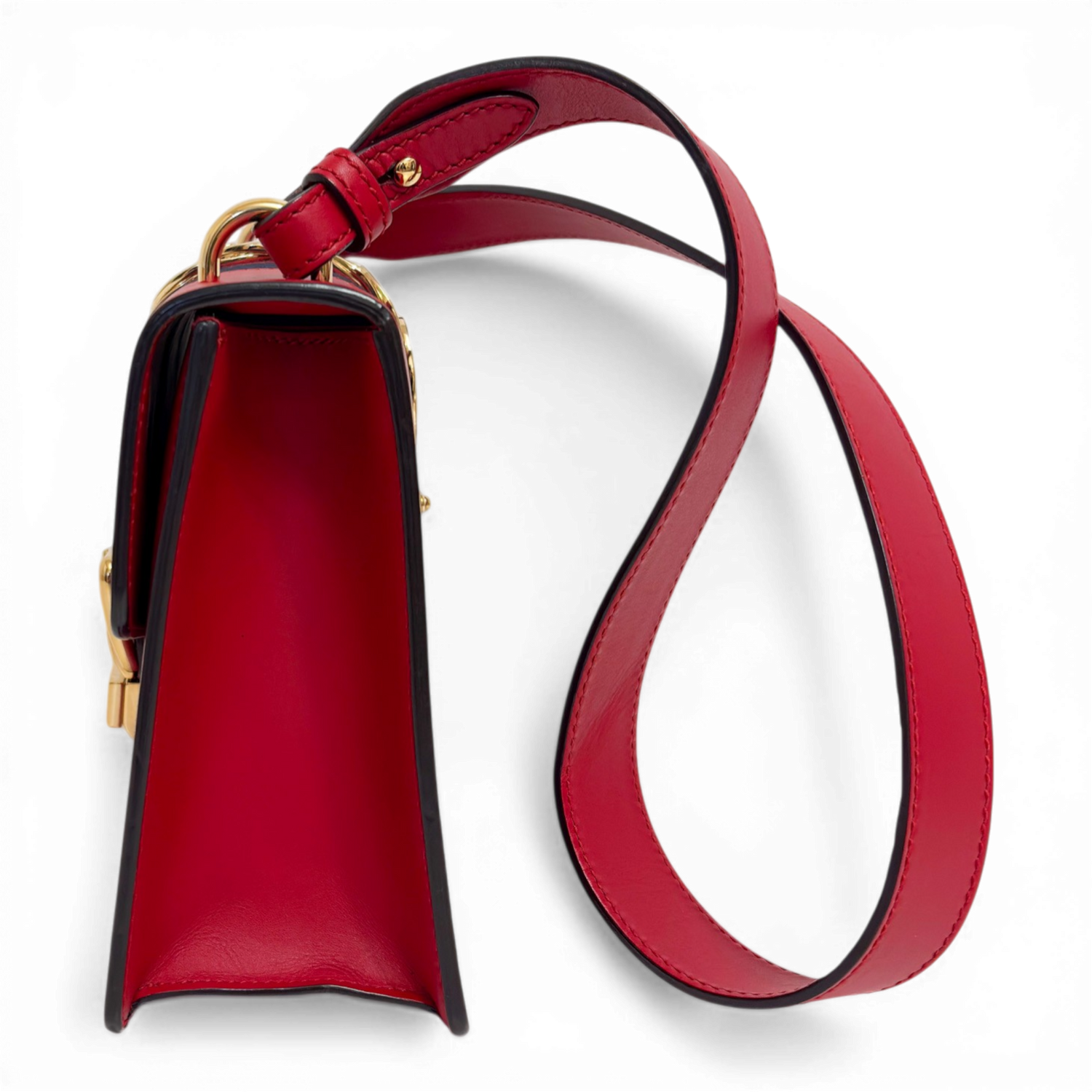 Sylvie Leather Chain Shoulder Bag Red