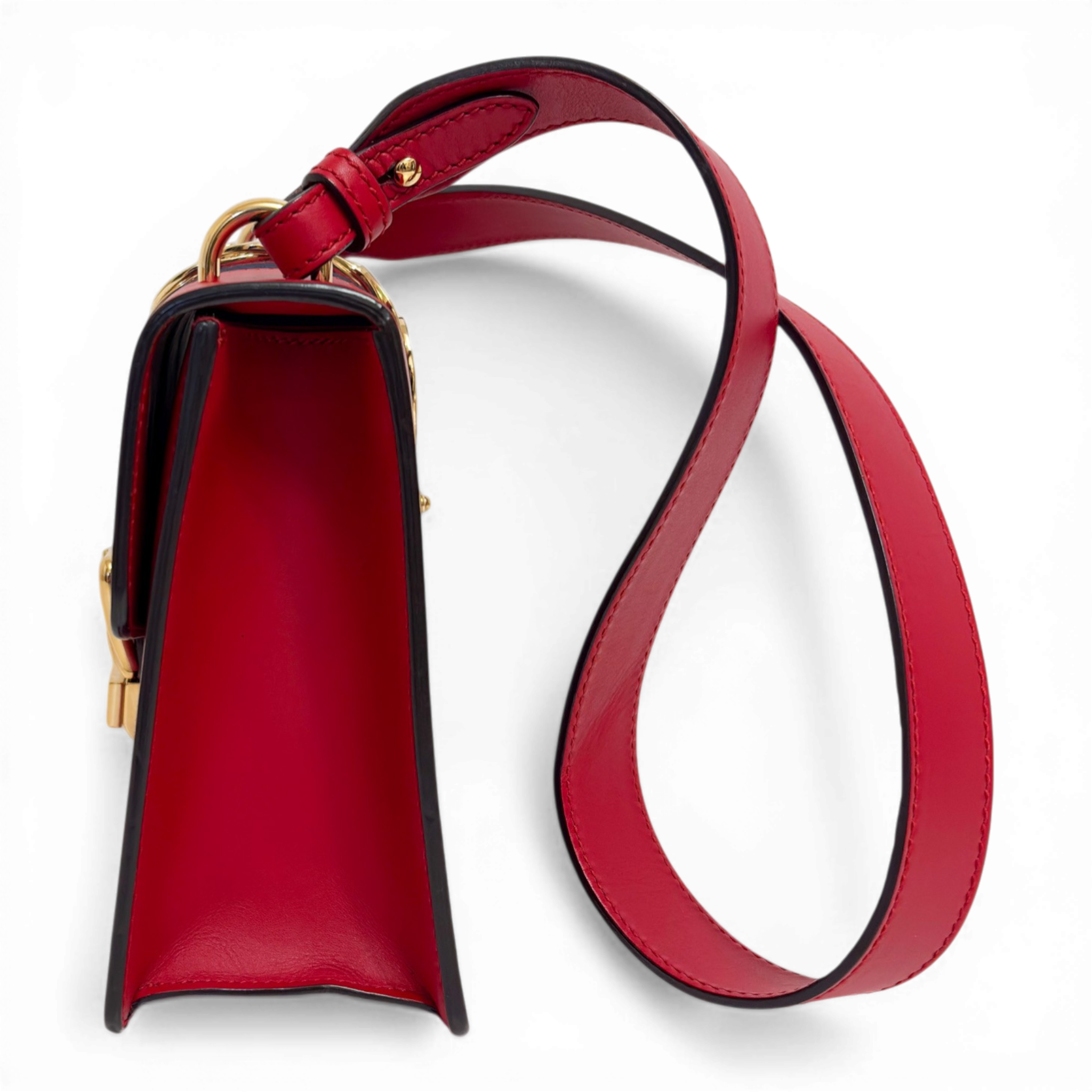 Sylvie Leather Chain Shoulder Bag Red
