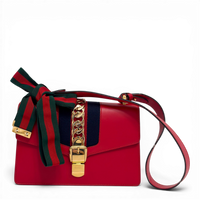 Sylvie Leather Chain Shoulder Bag Red