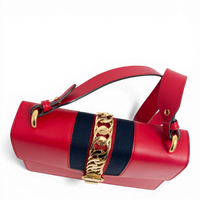 Sylvie Leather Chain Shoulder Bag Red
