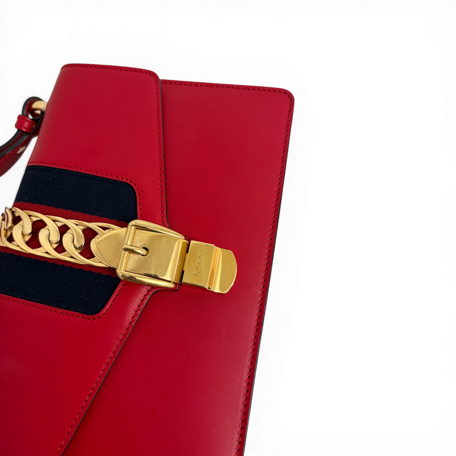 Sylvie Leather Chain Shoulder Bag Red