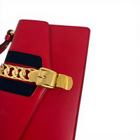 Sylvie Leather Chain Shoulder Bag Red