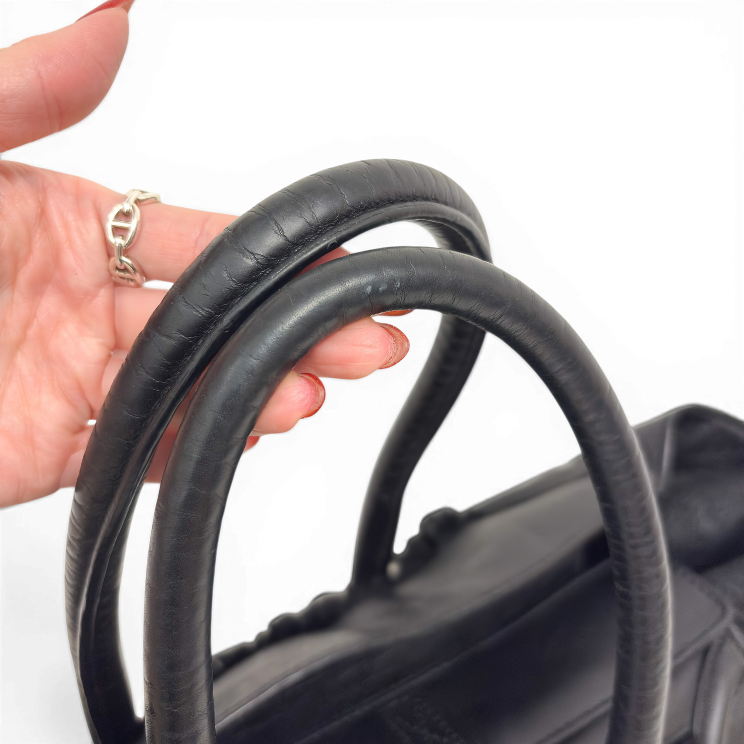 Leather Phantom Luggage Tote Bag Black