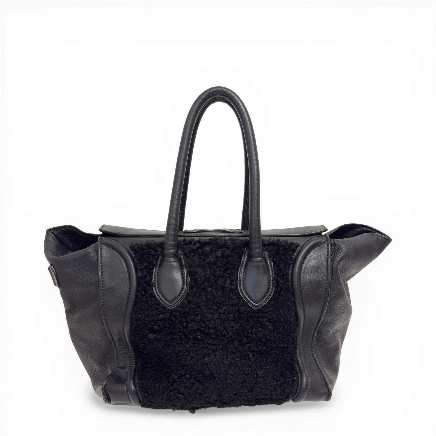 Leather Phantom Luggage Tote Bag Black