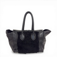 Leather Phantom Luggage Tote Bag Black