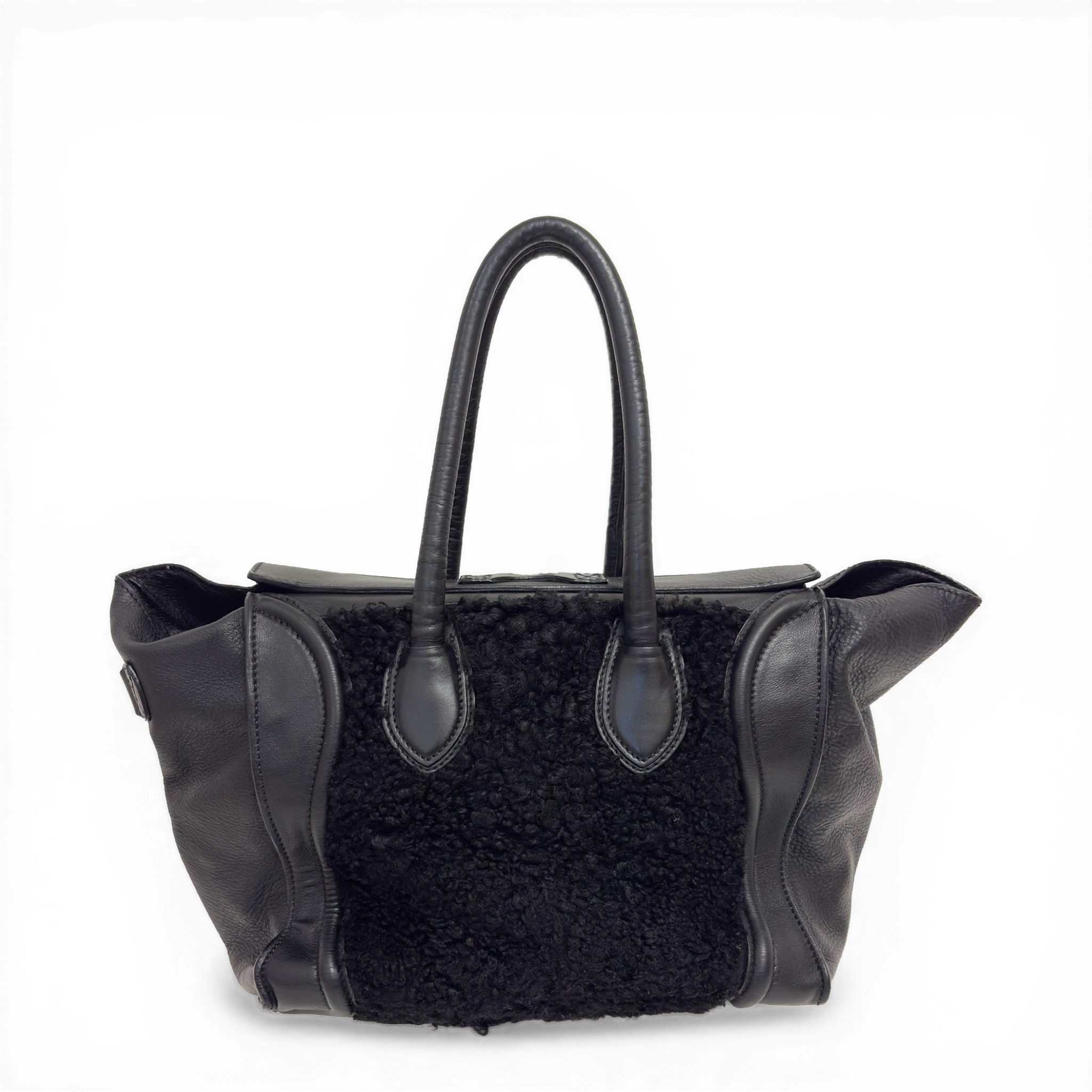 Leather Phantom Luggage Tote Bag Black