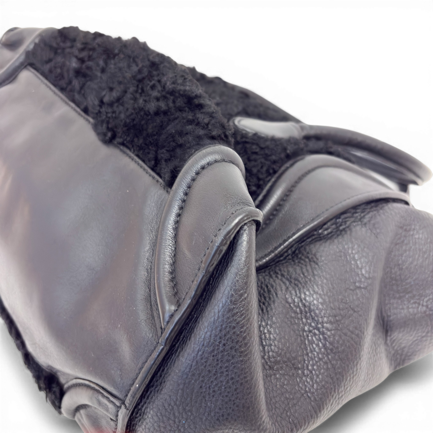 Leather Phantom Luggage Tote Bag Black