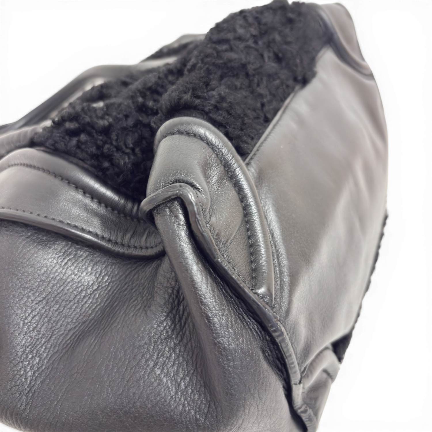 Leather Phantom Luggage Tote Bag Black