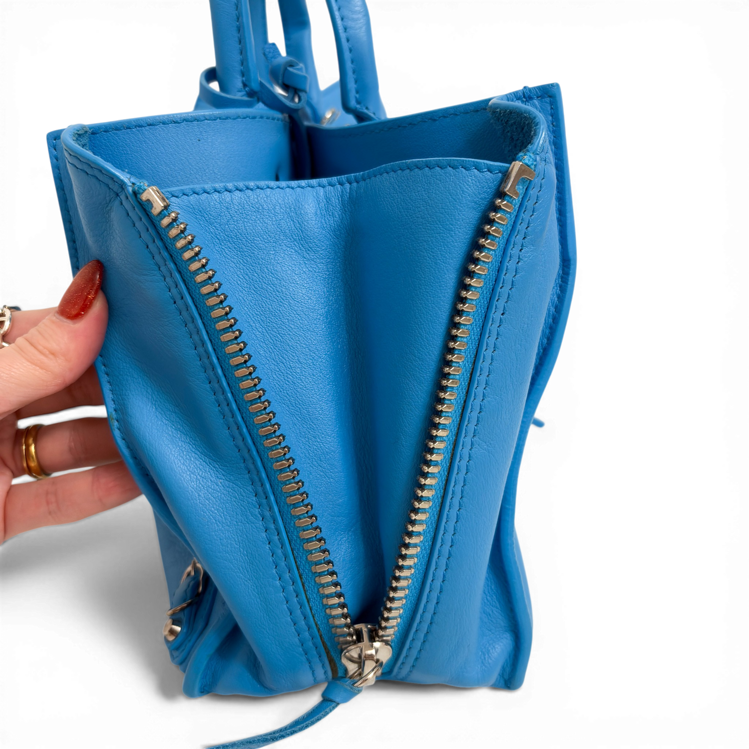 Classic City Leather Tote Bag Blue