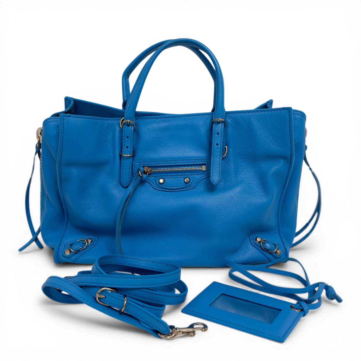 Classic City Leather Tote Bag Blue