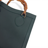 Calfskin Diana Bamboo Handle Tote Bag Green
