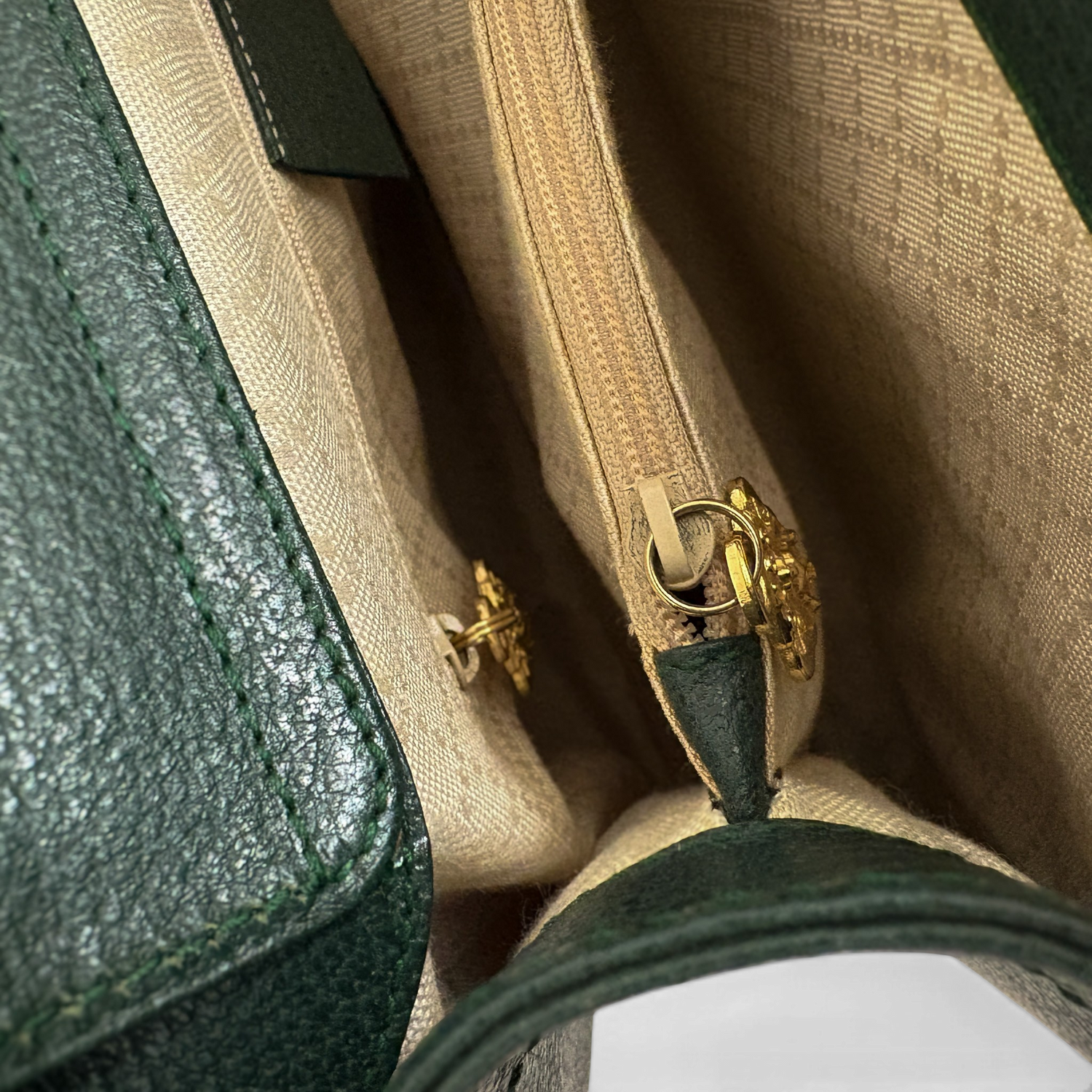 Calfskin Diana Bamboo Handle Tote Bag Green