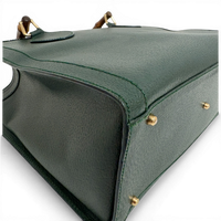 Calfskin Diana Bamboo Handle Tote Bag Green