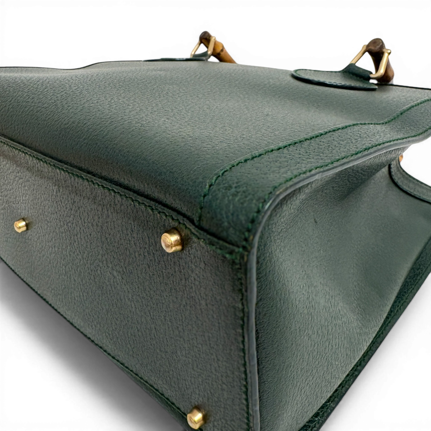 Calfskin Diana Bamboo Handle Tote Bag Green