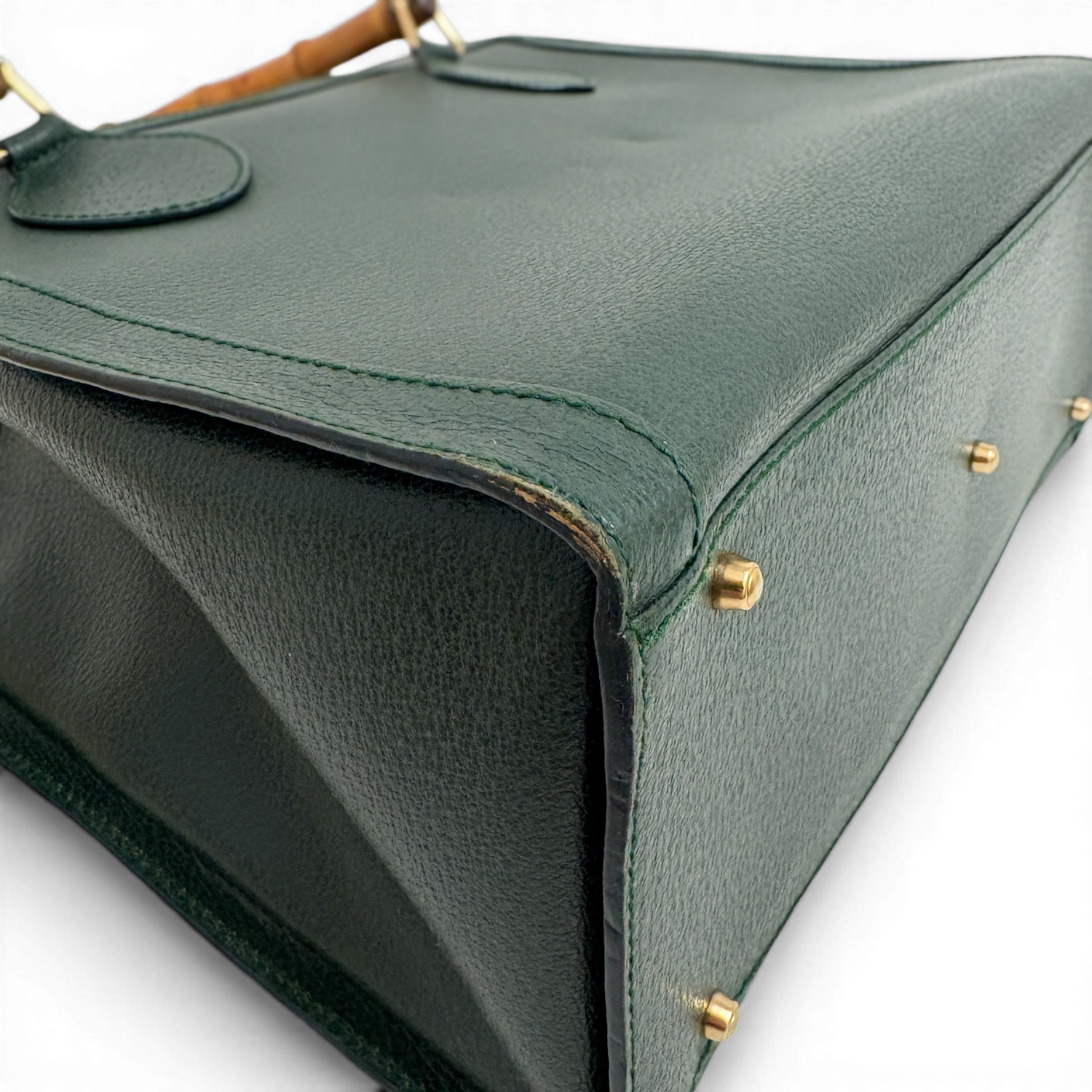 Calfskin Diana Bamboo Handle Tote Bag Green