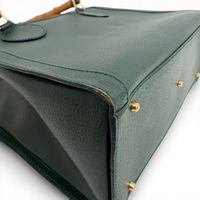 Calfskin Diana Bamboo Handle Tote Bag Green