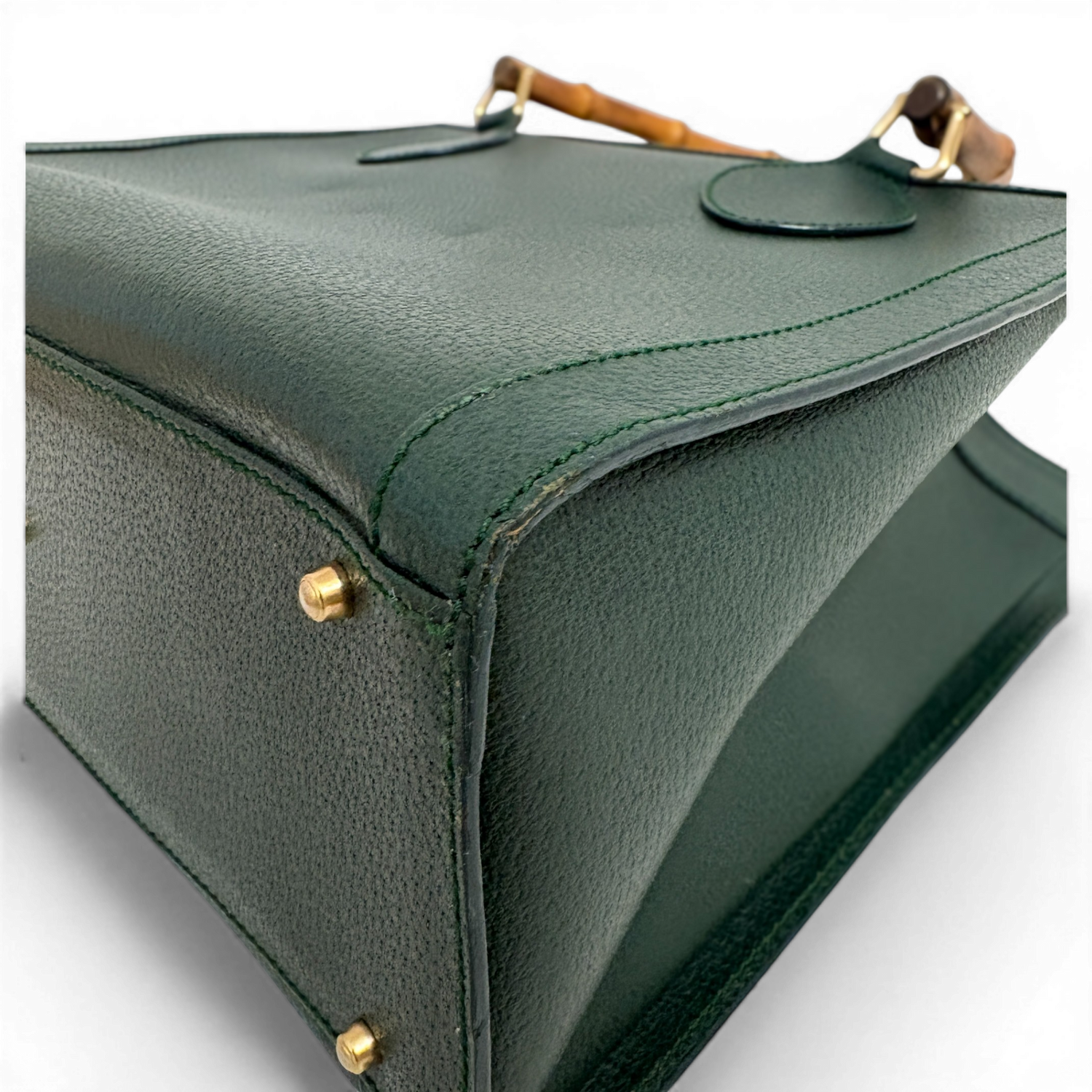 Calfskin Diana Bamboo Handle Tote Bag Green