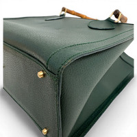 Calfskin Diana Bamboo Handle Tote Bag Green