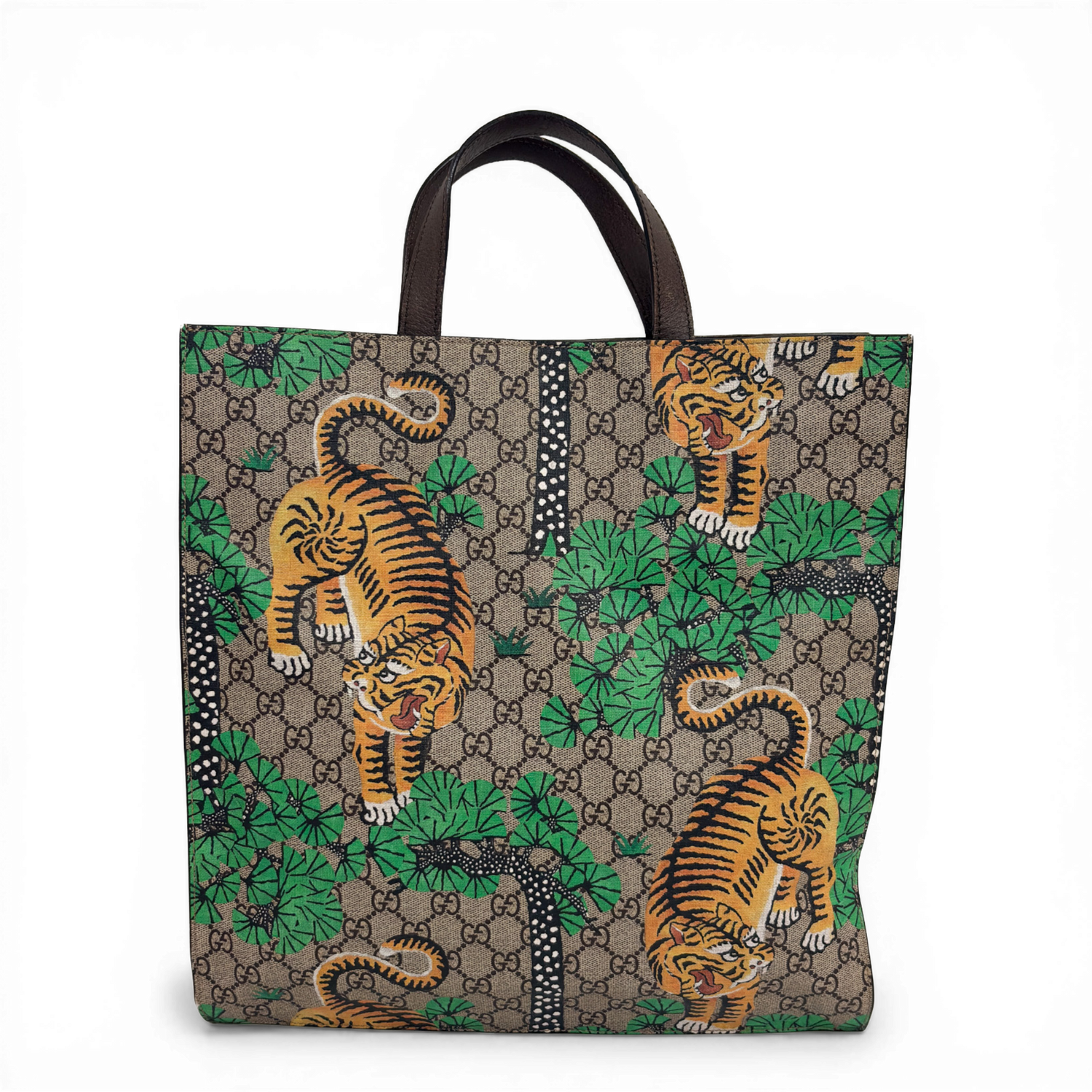 GG Supreme Monogram Tigers Tote Beige Multicolor