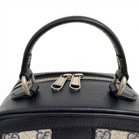 GG Supreme Monogram Small Ophidia Top Handle Shoulder Bag Beige Navy