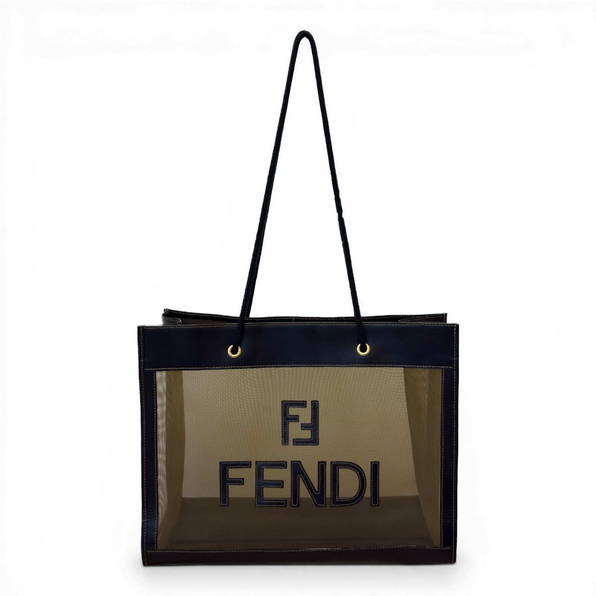 Mesh Tote Bag Black&Beiige