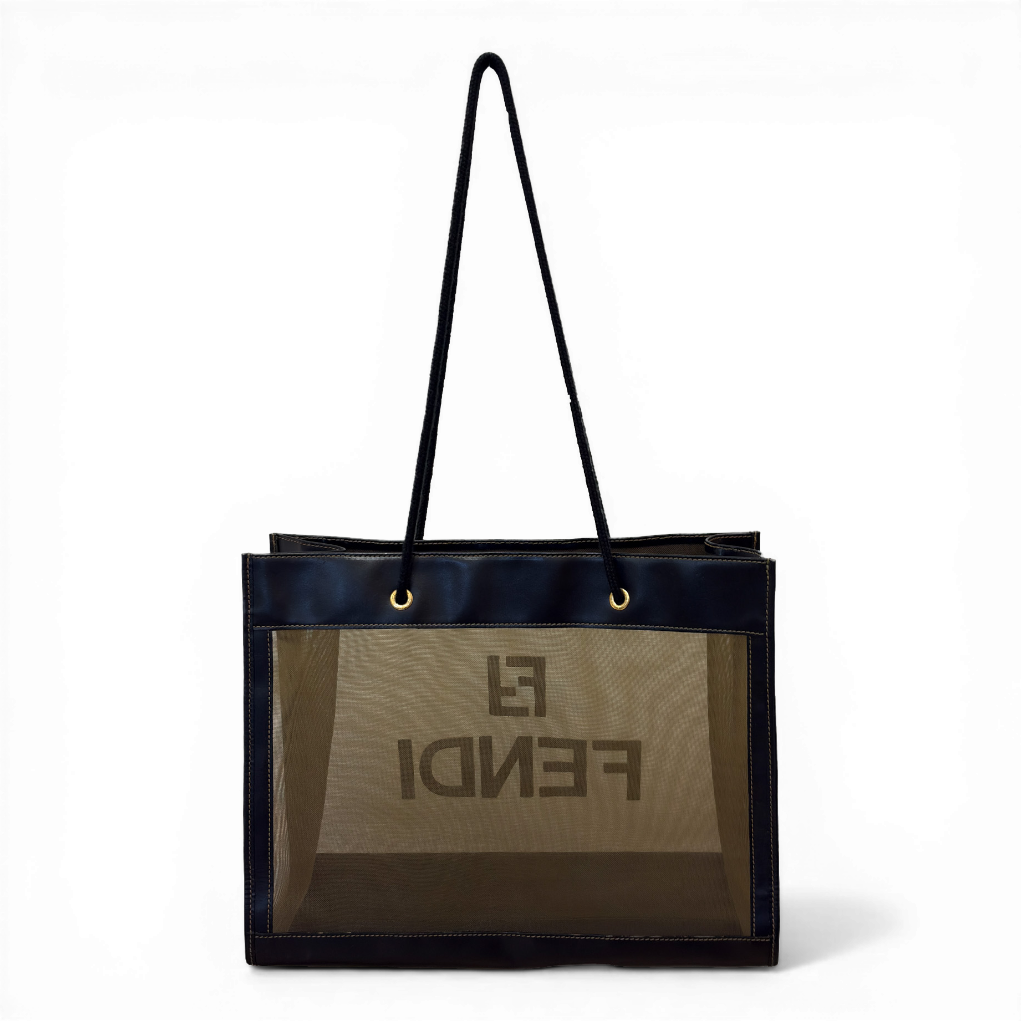 Mesh Tote Bag Black&Beiige