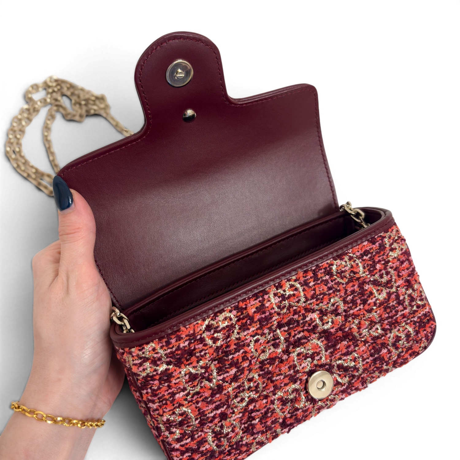 GG Marmont Mini tweed Shoulder Bag Multicolor