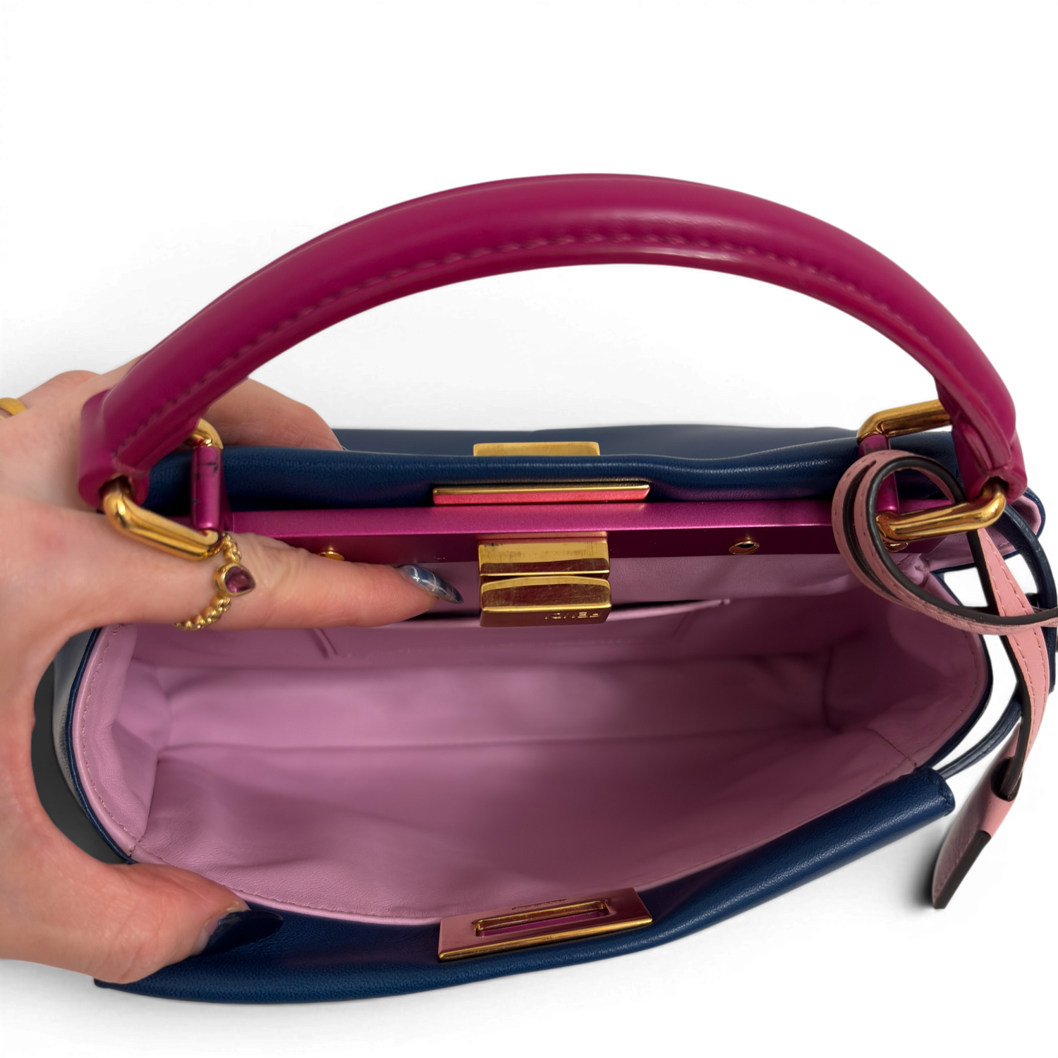 Peekaboo Leather handbag Navy