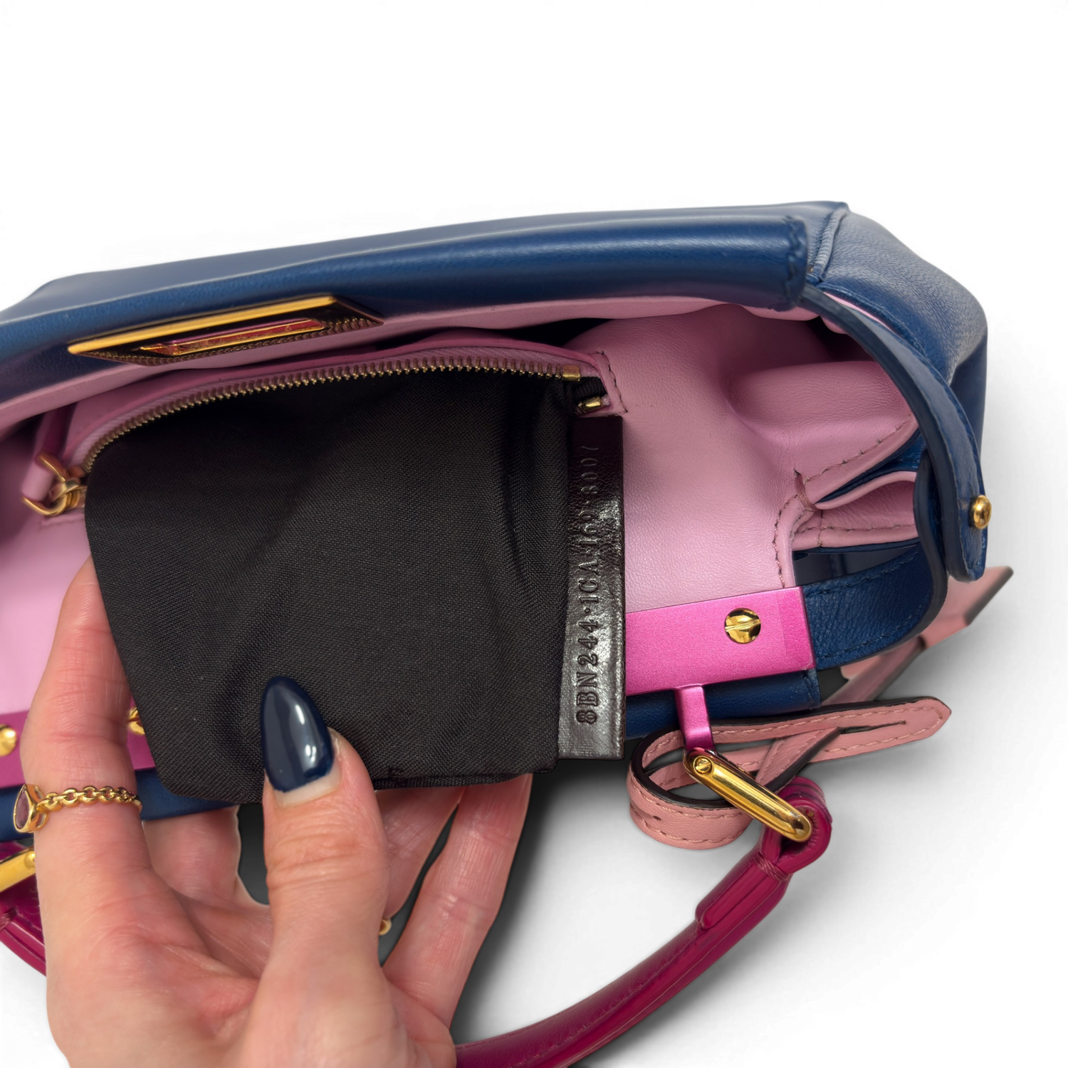 Peekaboo Leather handbag Navy