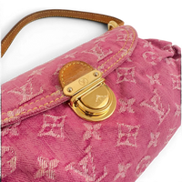 Fuchsia Monogram Denim MIni Pleaty Bag Pink