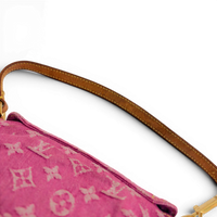 Fuchsia Monogram Denim MIni Pleaty Bag Pink