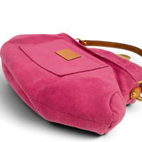 Fuchsia Monogram Denim MIni Pleaty Bag Pink