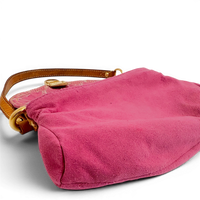 Fuchsia Monogram Denim MIni Pleaty Bag Pink