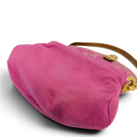 Fuchsia Monogram Denim MIni Pleaty Bag Pink