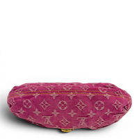 Fuchsia Monogram Denim MIni Pleaty Bag Pink
