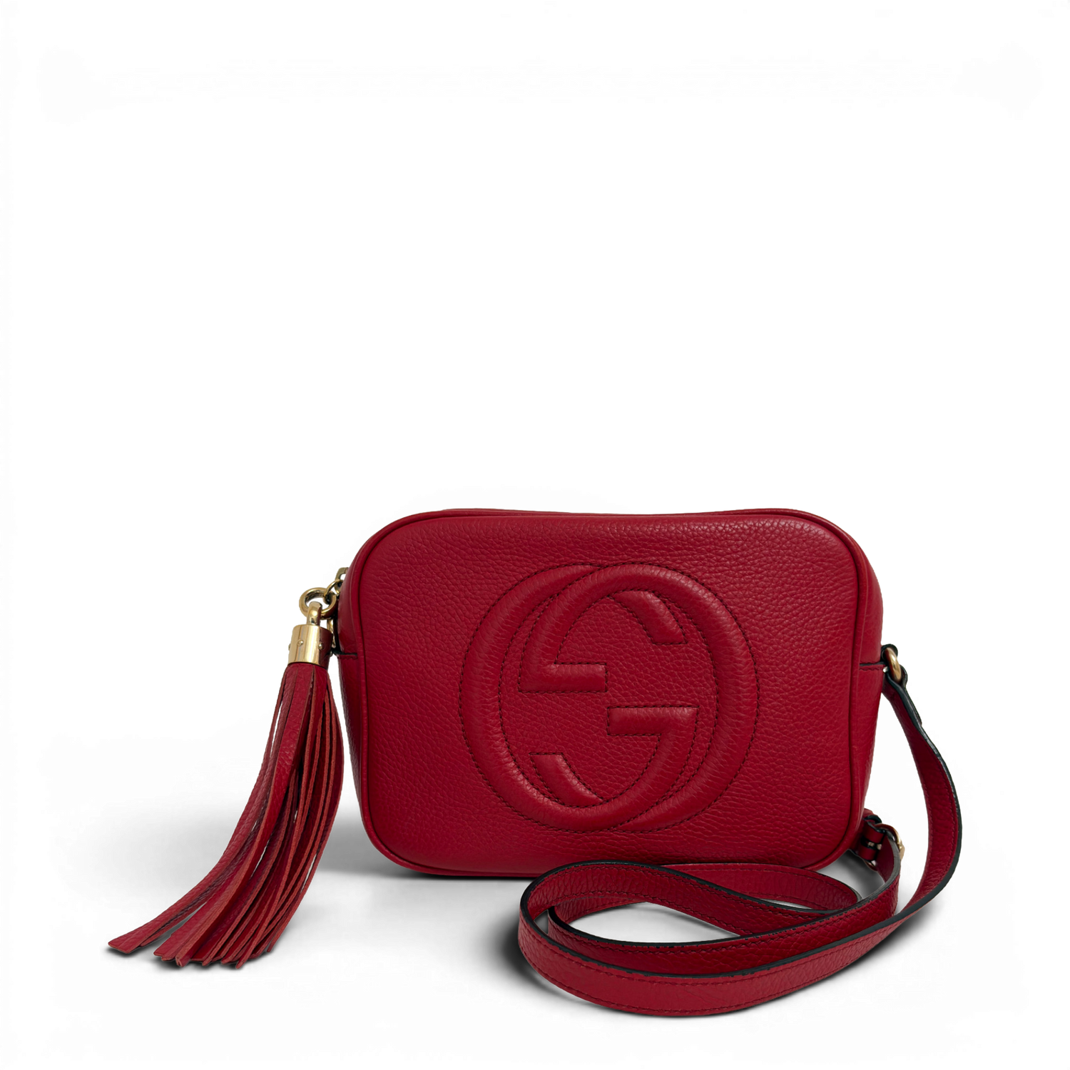 Pebbled Calfskin Small Soho Disco Bag Tabasco Red