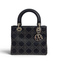 Lady Dior Medium Cannage Studs Hand Bag Balck