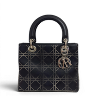Lady Dior Medium Cannage Studs Hand Bag Balck