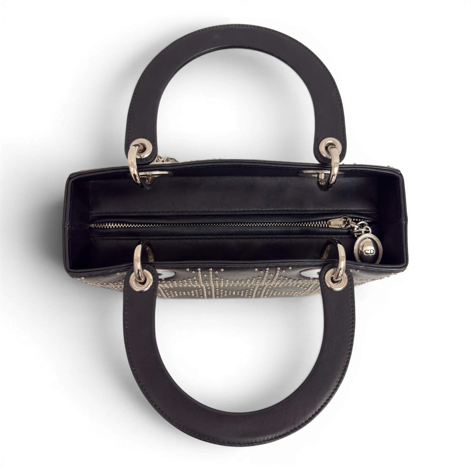 Lady Dior Medium Cannage Studs Hand Bag Balck
