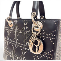 Lady Dior Medium Cannage Studs Hand Bag Balck